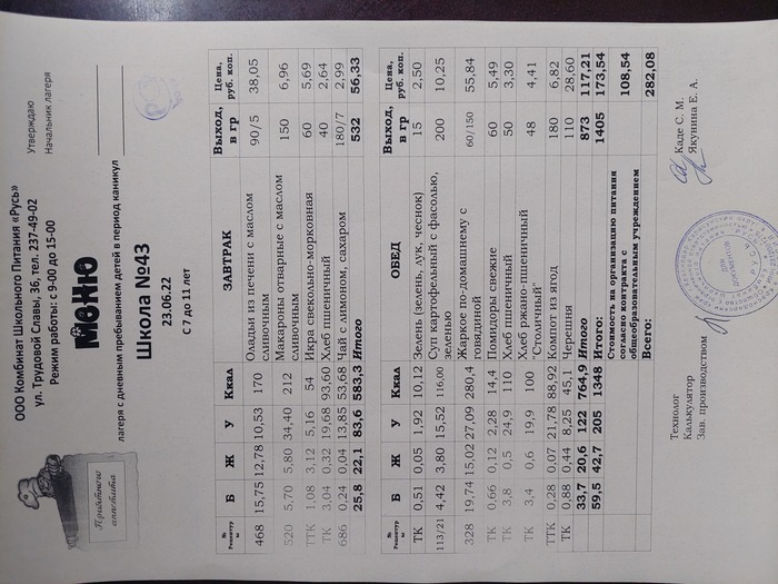 menu