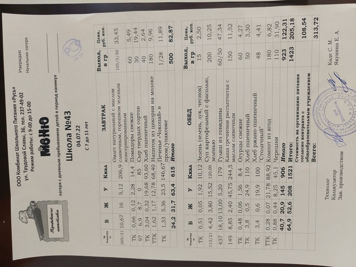 menu
