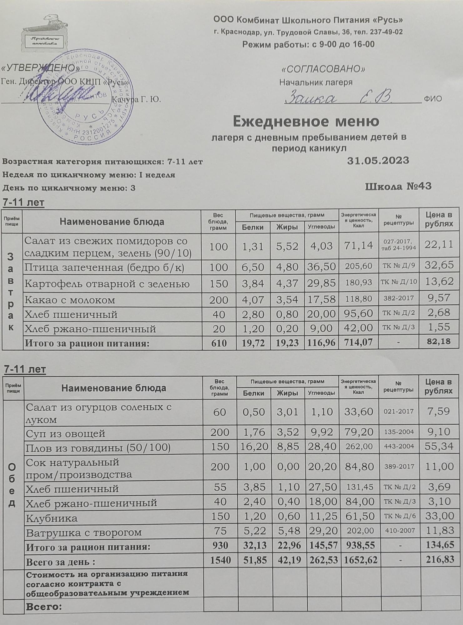 меню