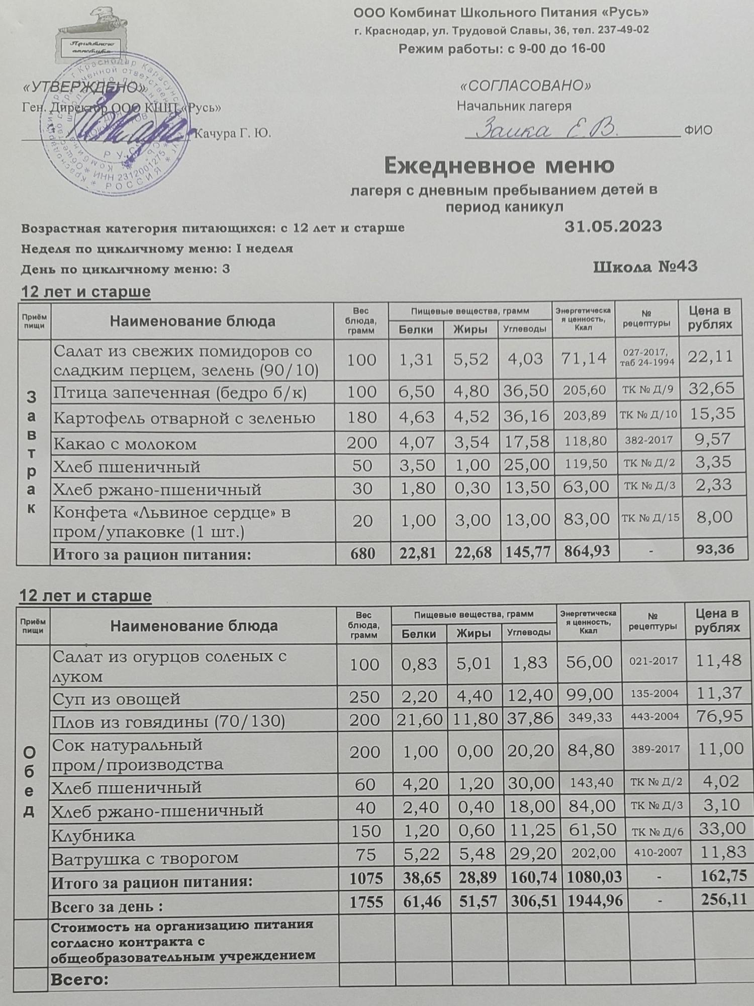 меню