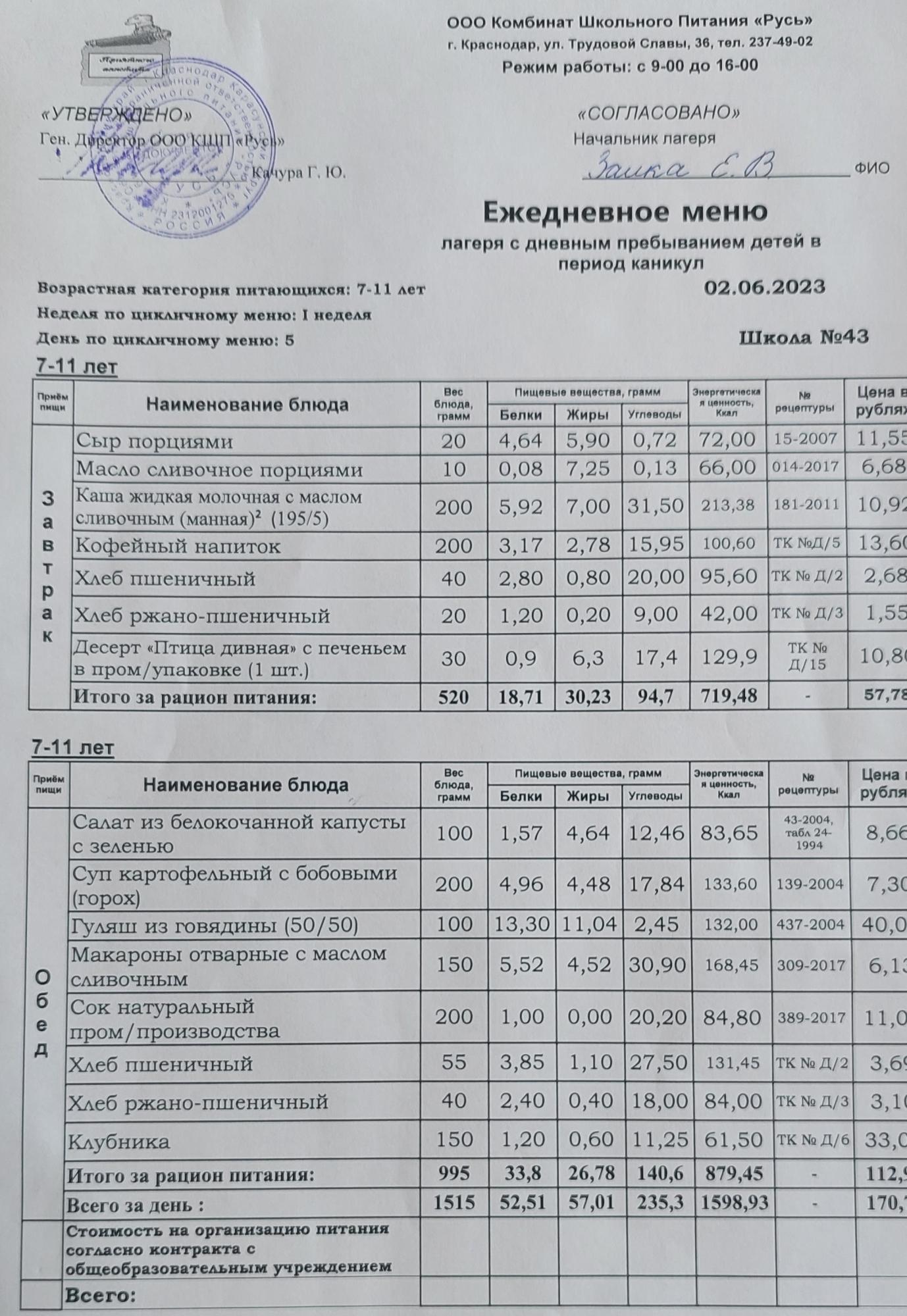 меню