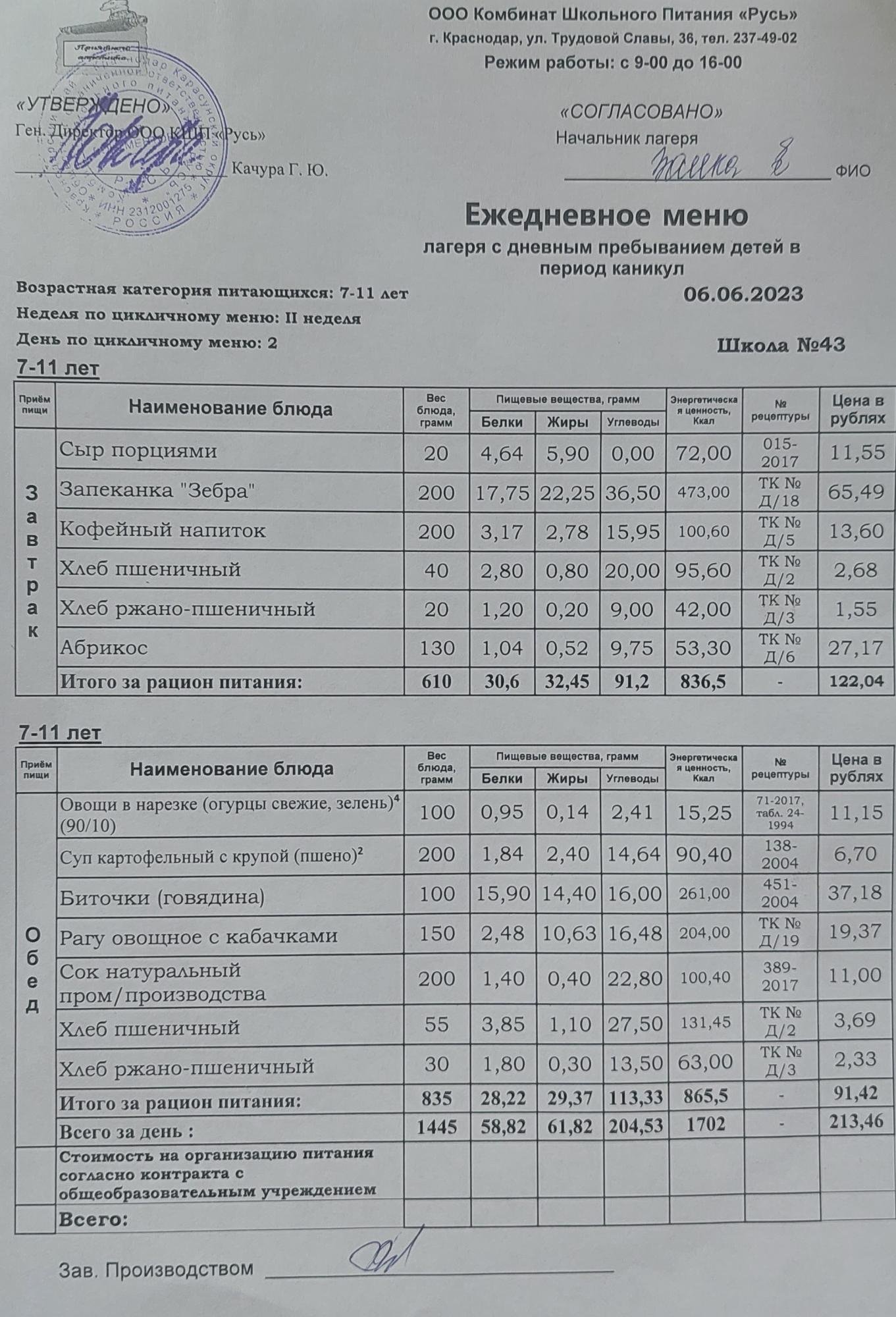 меню