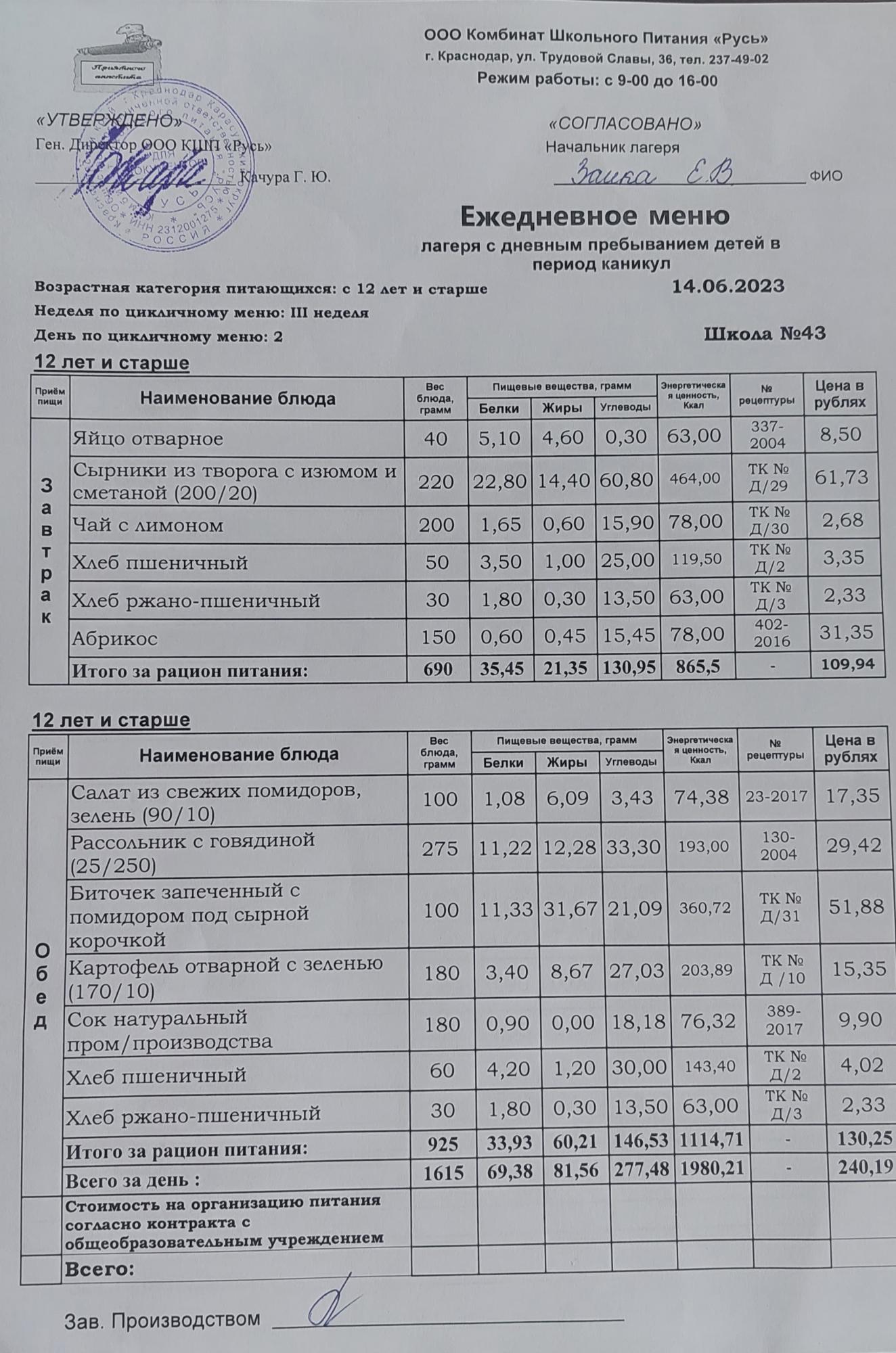 меню