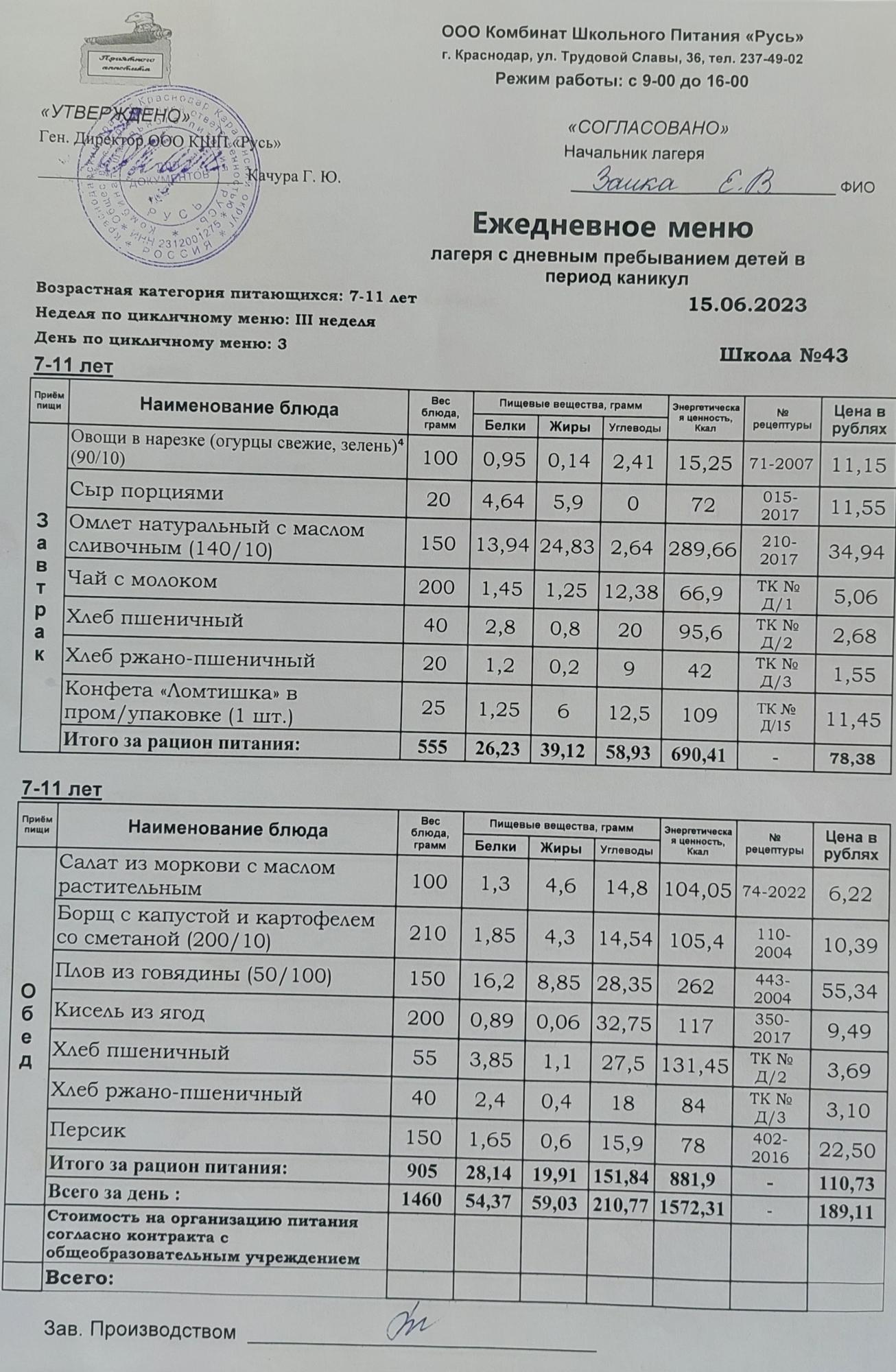 меню