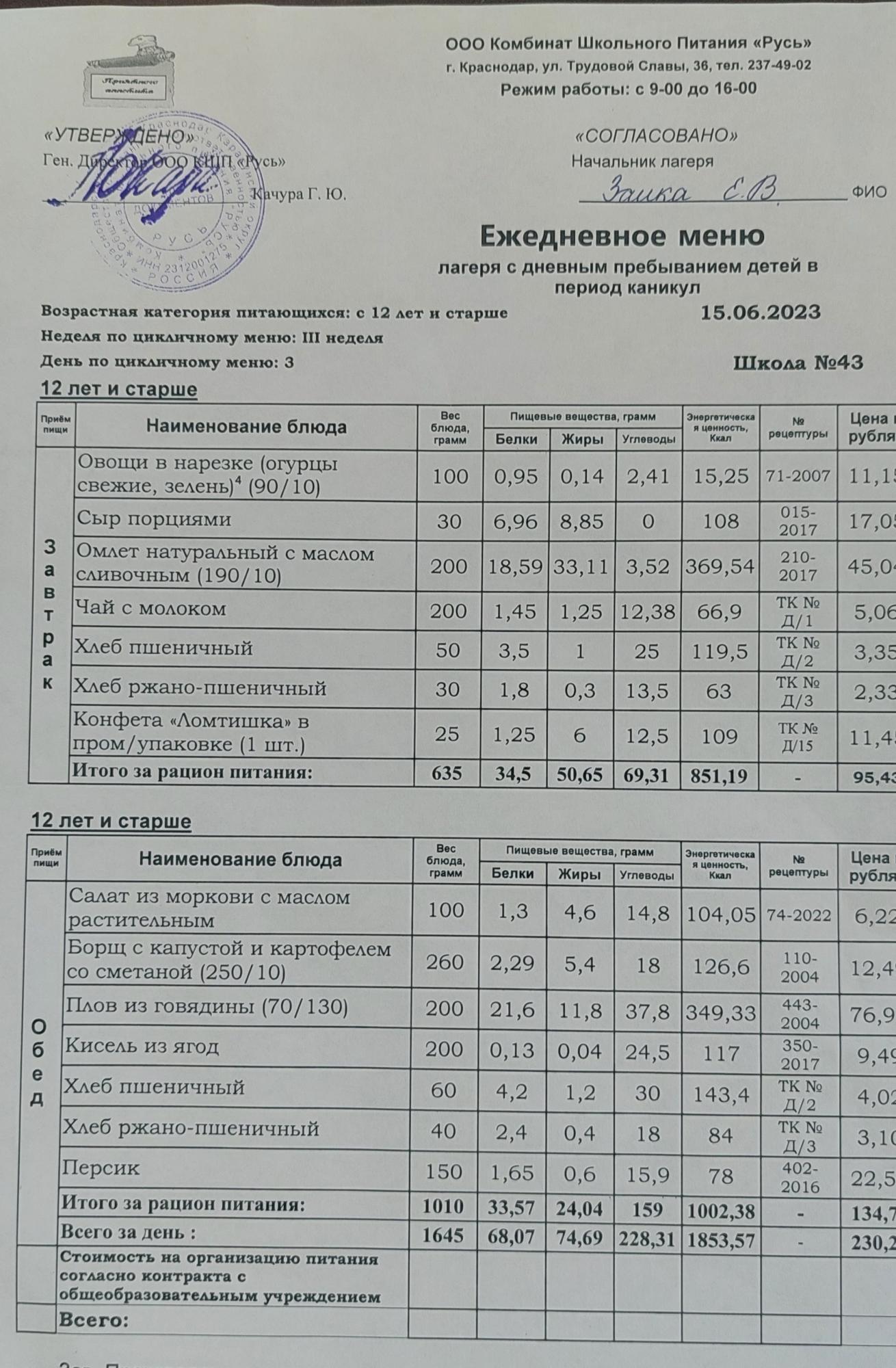 меню
