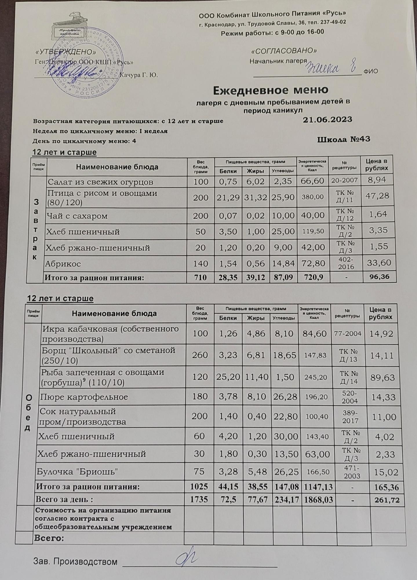 меню