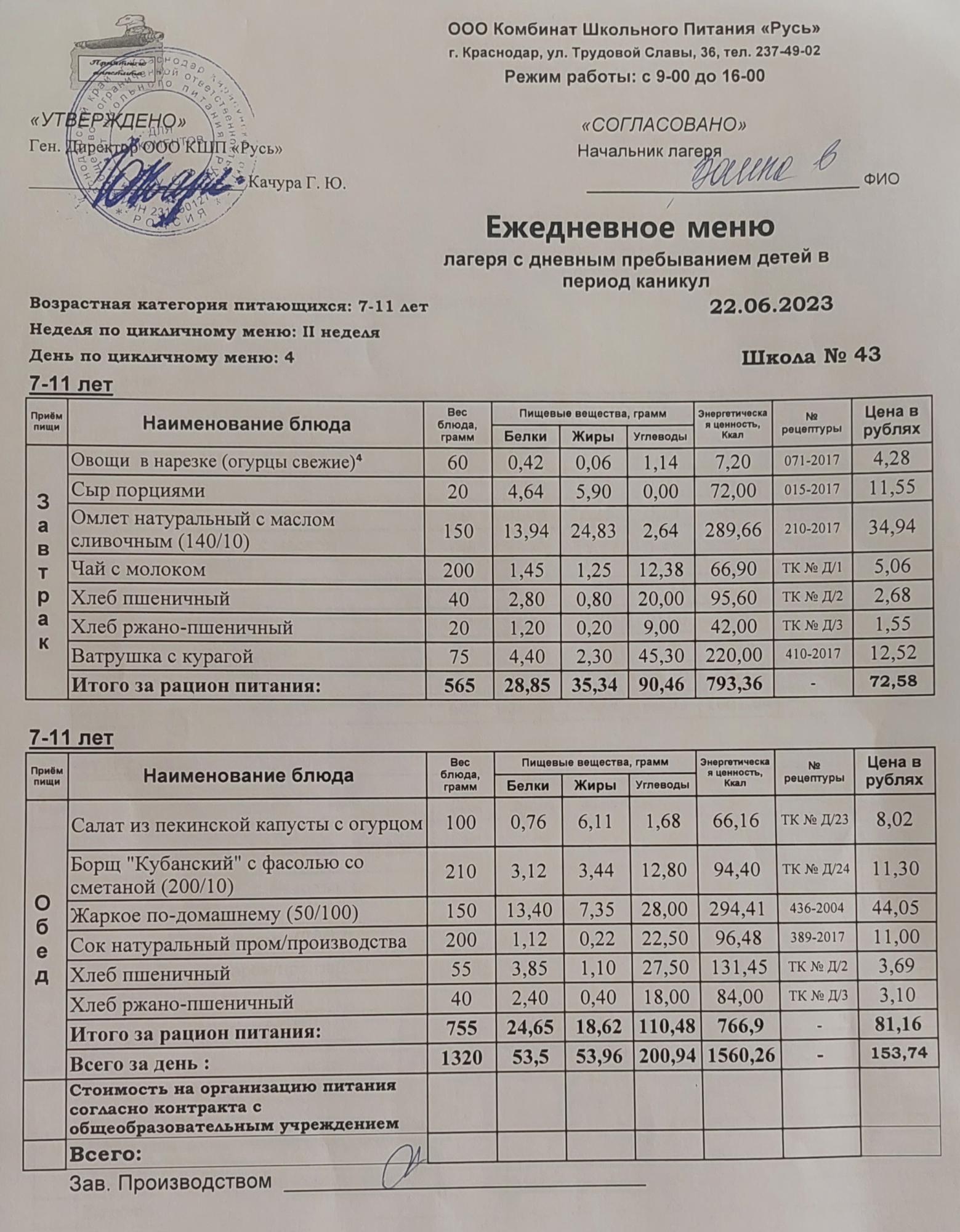 меню