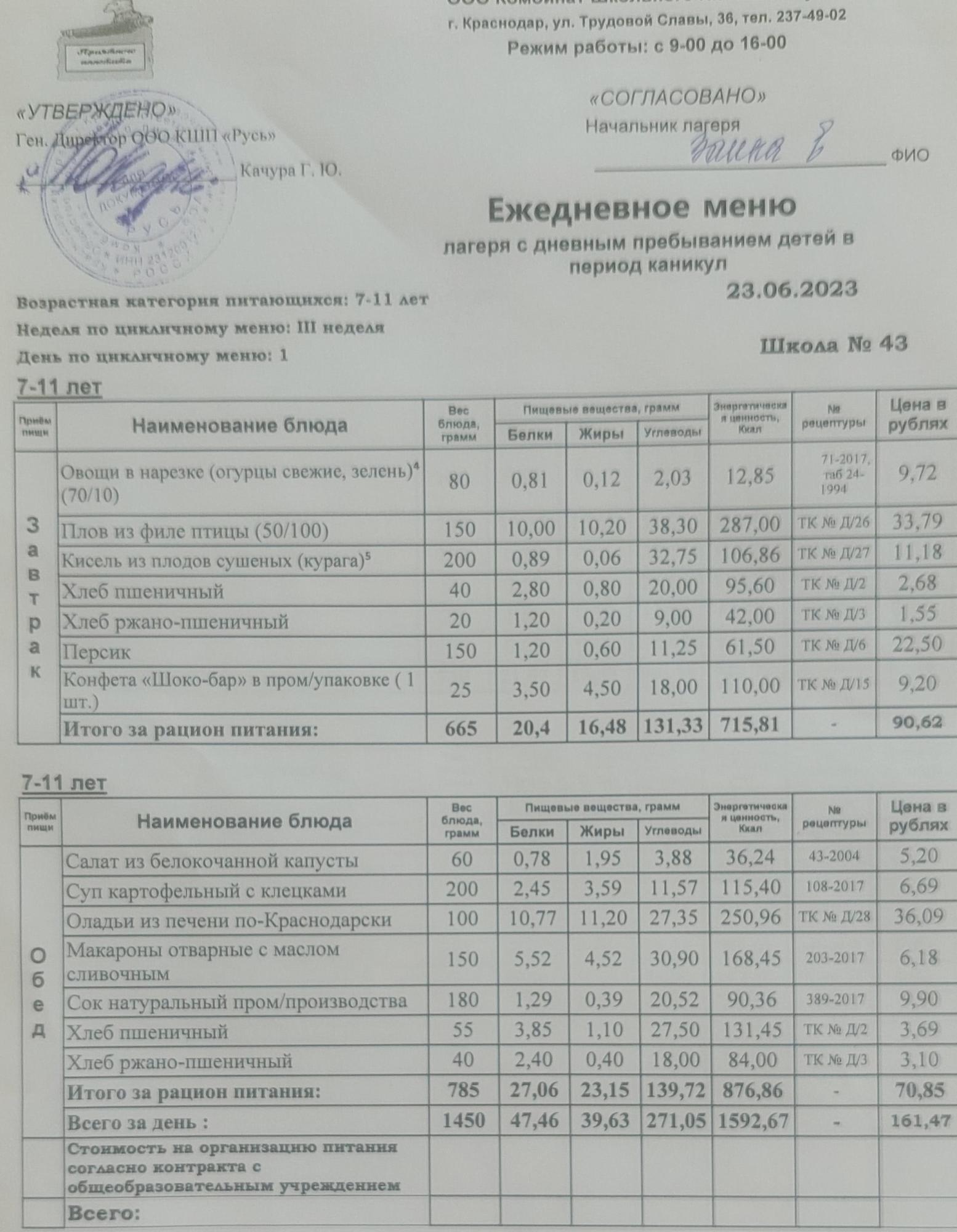 меню