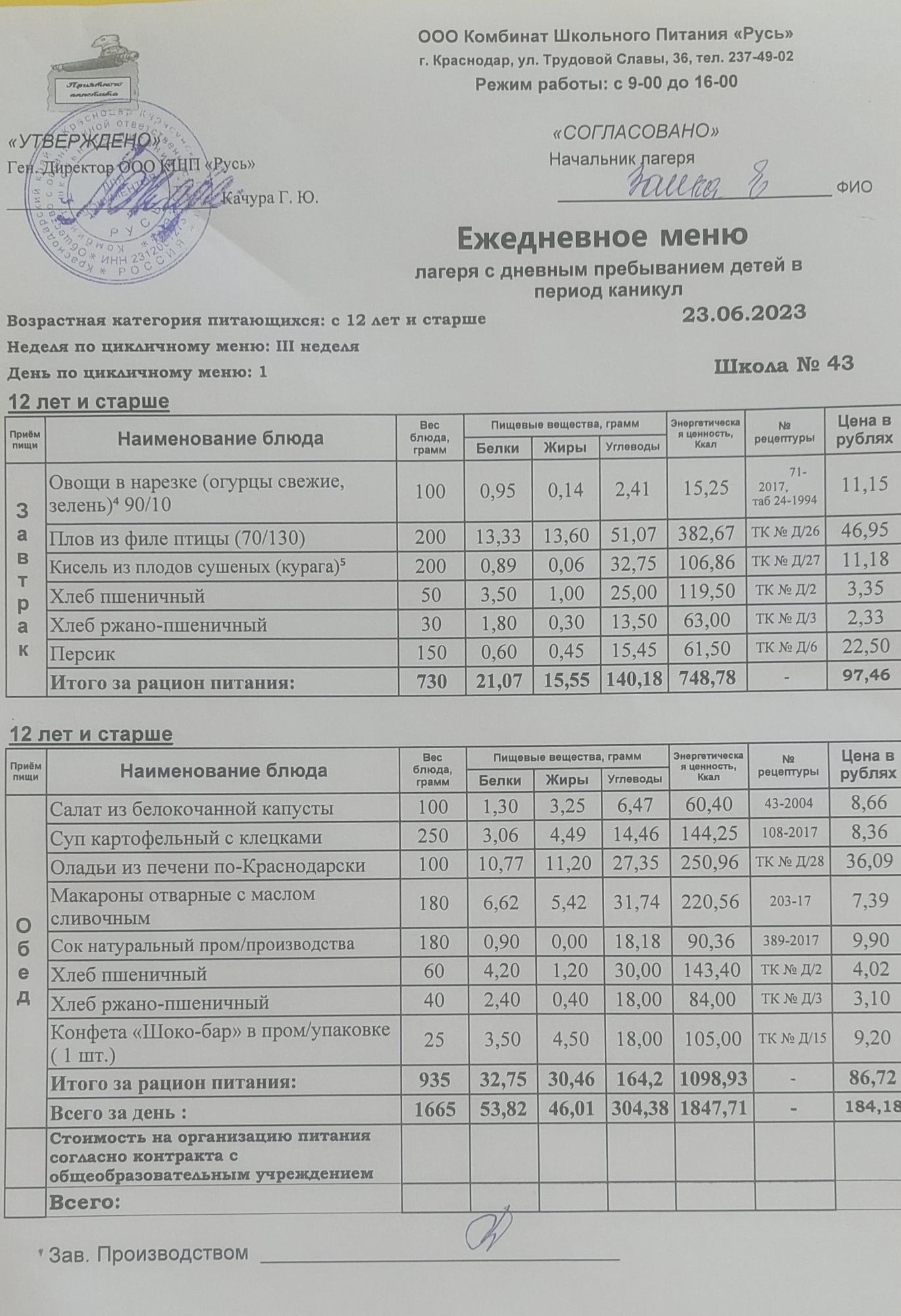 меню