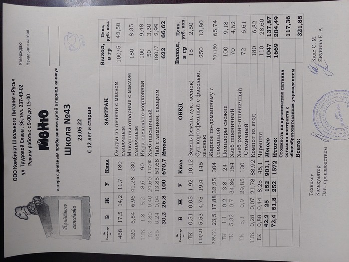 menu