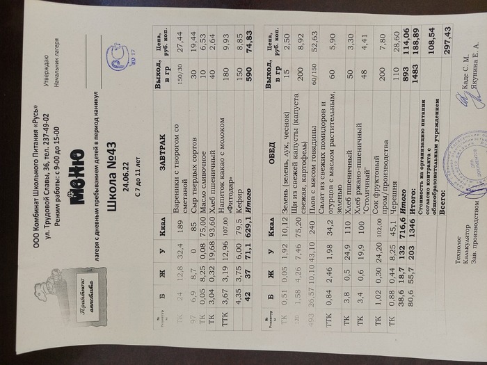 menu