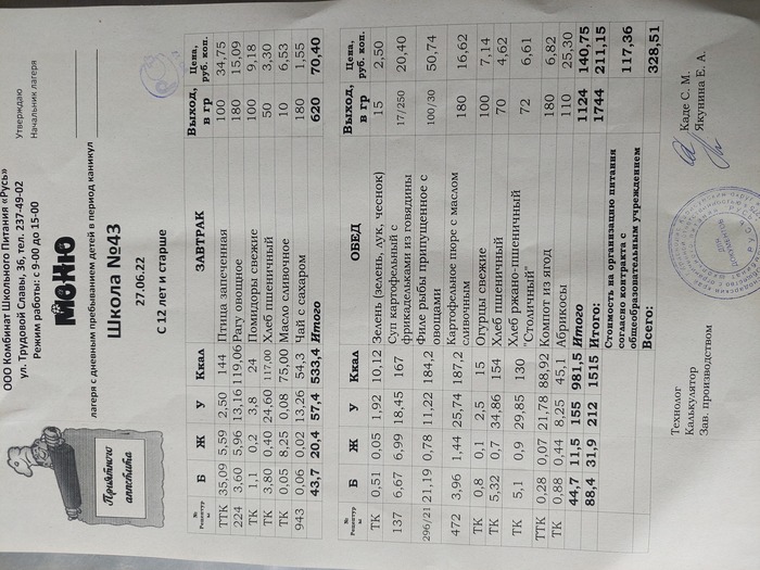 menu