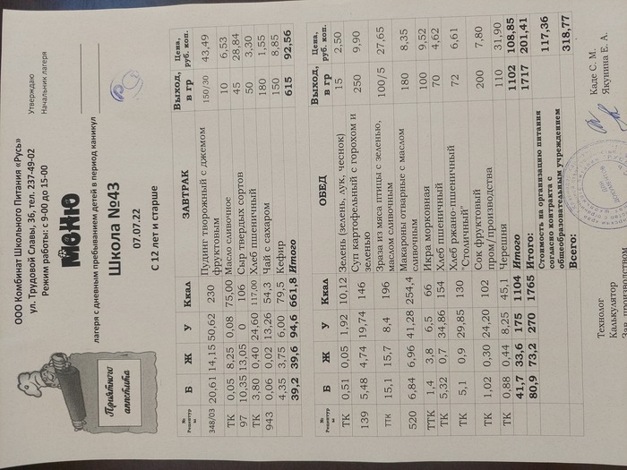menu