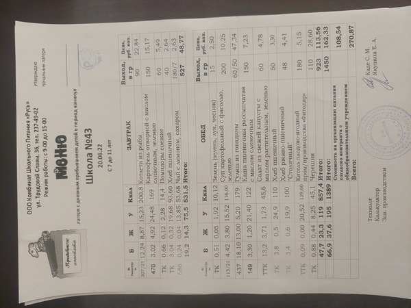 menu
