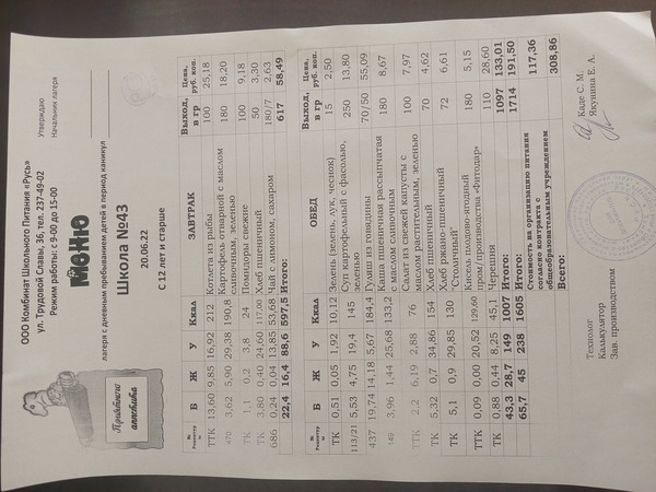menu